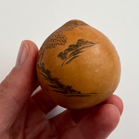 Antique lanzou carved etched gourd Chinese Zodiac year of Rabbit Bunny folk art - Picture 10 of 13